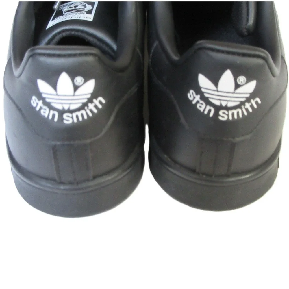 Adidas Stan‎ Smith Black Leather Minimalist Unisex Streetwear Sneaker Size 7